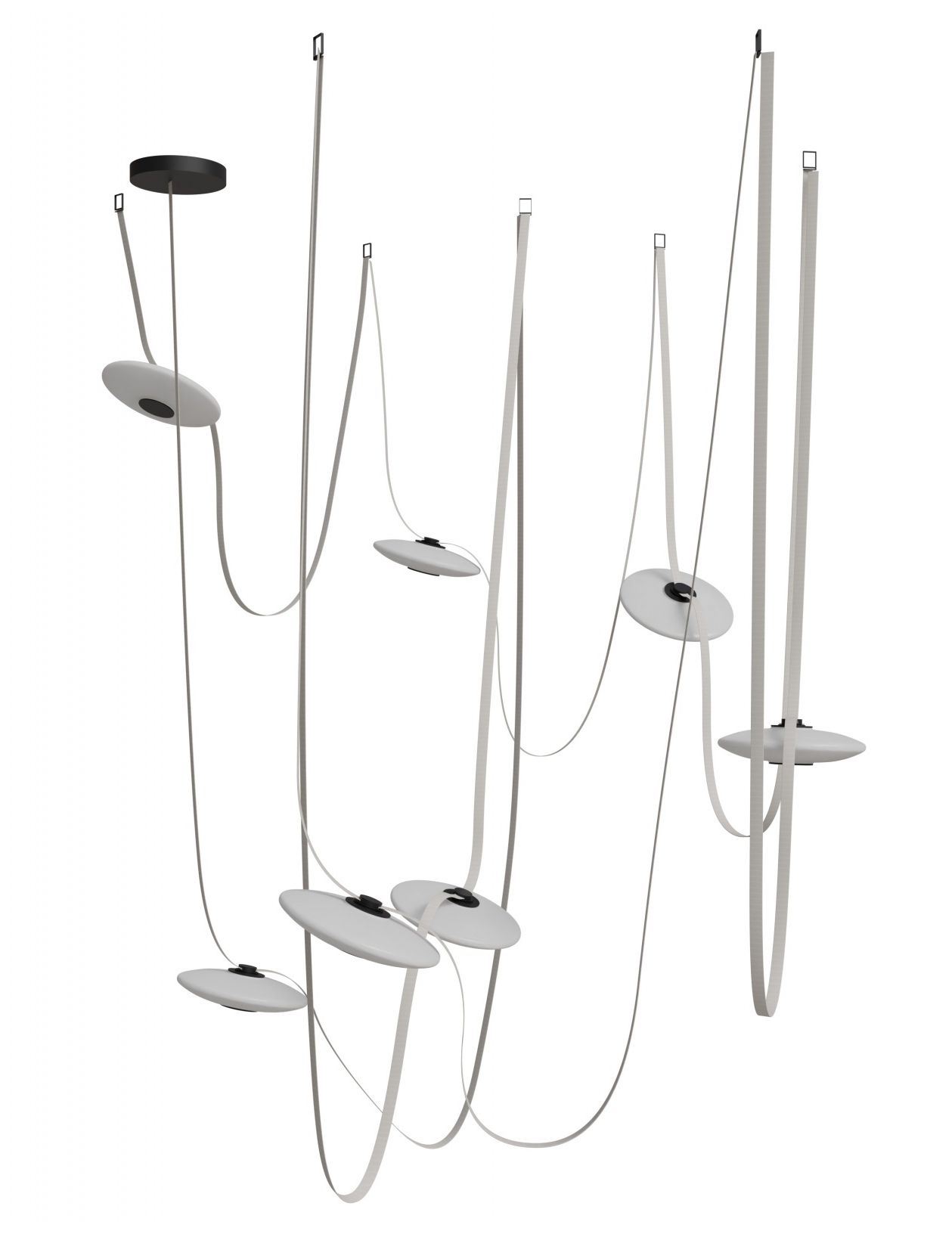 Image 2 Fremont Belt 7-Light 826"L Chandelier in Ivory/White Glass Disc more views