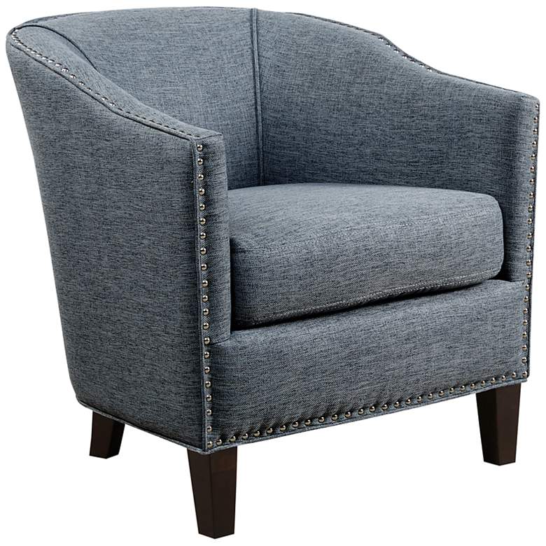 Image 2 Fremont Slate Blue Fabric Barrel Armchair