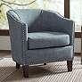 Fremont Slate Blue Fabric Barrel Armchair