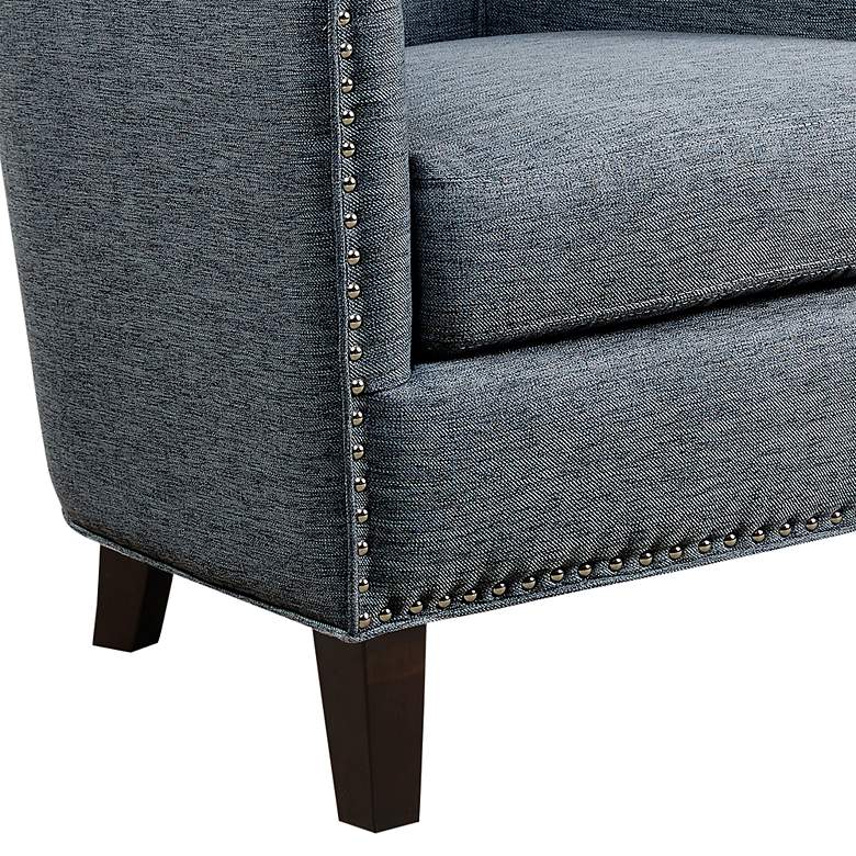 Image 4 Fremont Slate Blue Fabric Barrel Armchair more views