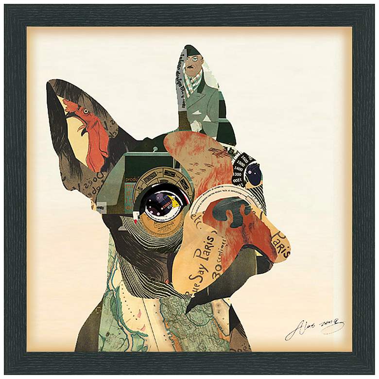 Image 2 French Bulldog 17" High Dimensional Collage Framed Wall Art