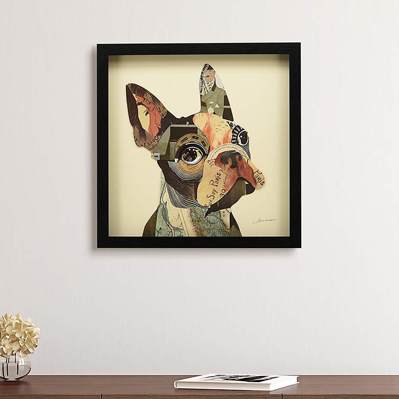 Image 1 French Bulldog 17" High Dimensional Collage Framed Wall Art