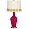 French Burgundy Anya Table Lamp with Flower Applique Trim