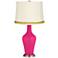 French Burgundy Anya Table Lamp with Open Weave Trim