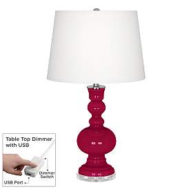 Image1 of French Burgundy Apothecary Table Lamp with Dimmer
