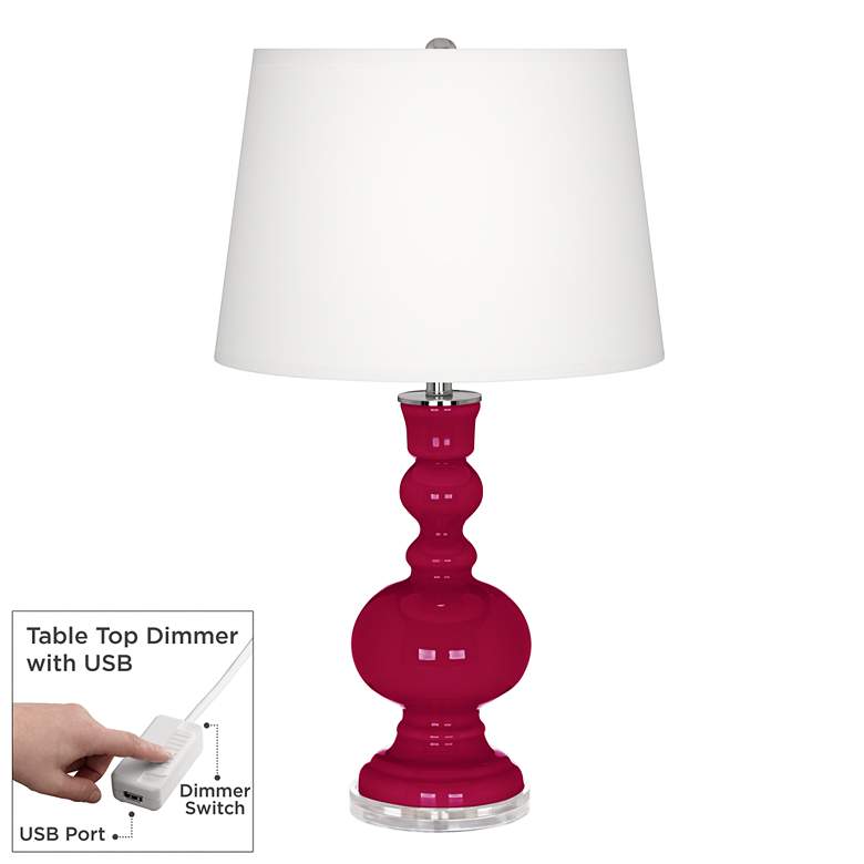 Image 1 French Burgundy Apothecary Table Lamp with Dimmer