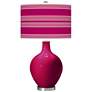 French Burgundy Bold Stripe Ovo Table Lamp