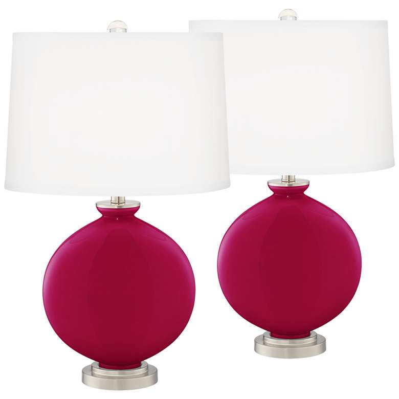 Image 2 French Burgundy Carrie Table Lamp Set of 2 with Dimmers