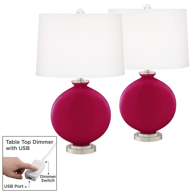 Image 1 French Burgundy Carrie Table Lamp Set of 2 with Dimmers
