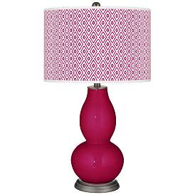 Image1 of French Burgundy Diamonds Double Gourd Table Lamp