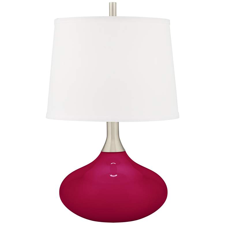 Image 2 French Burgundy Felix Modern Table Lamp with Table Top Dimmer