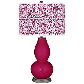 Image1 of French Burgundy Gardenia Double Gourd Table Lamp