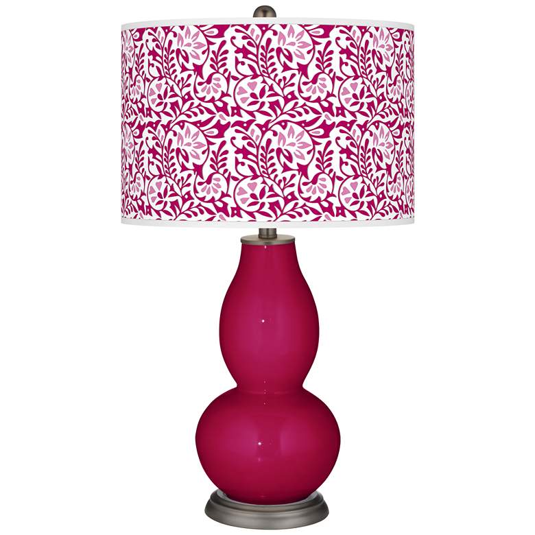 Image 1 French Burgundy Gardenia Double Gourd Table Lamp