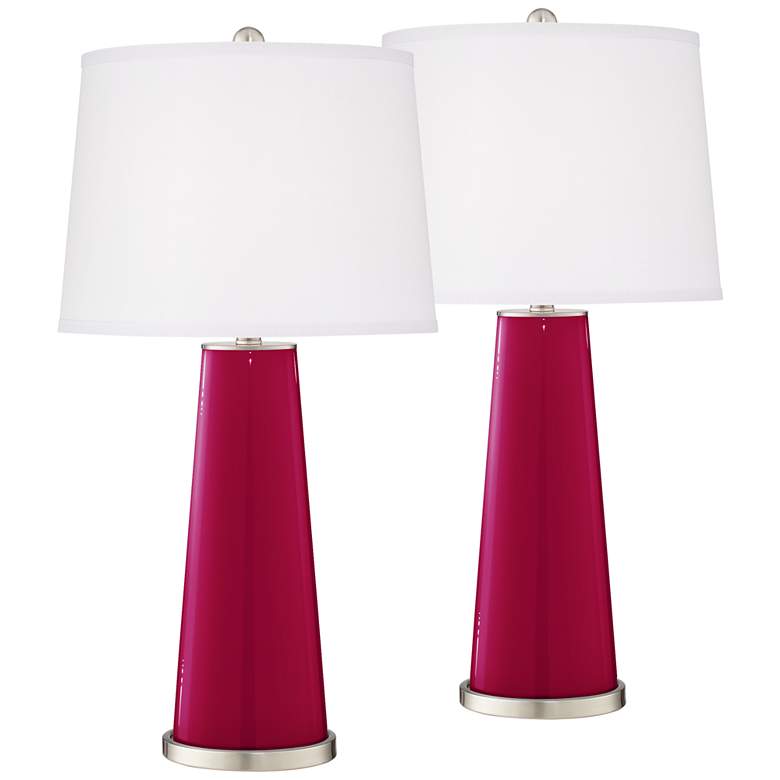 Image 2 French Burgundy Leo Table Lamp Set of 2 with Dimmers