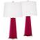 French Burgundy Leo Table Lamp Set of 2 with Dimmers