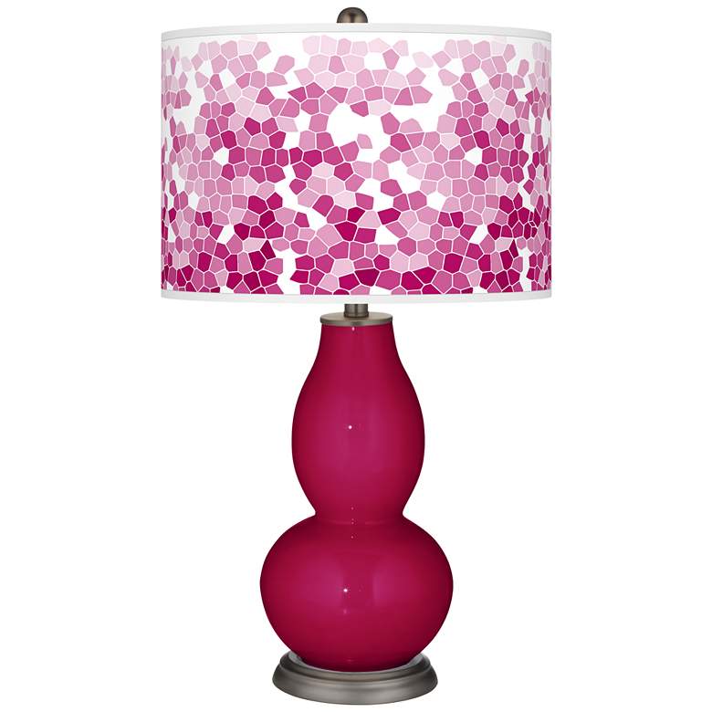 Image 1 French Burgundy Mosaic Giclee Double Gourd Table Lamp