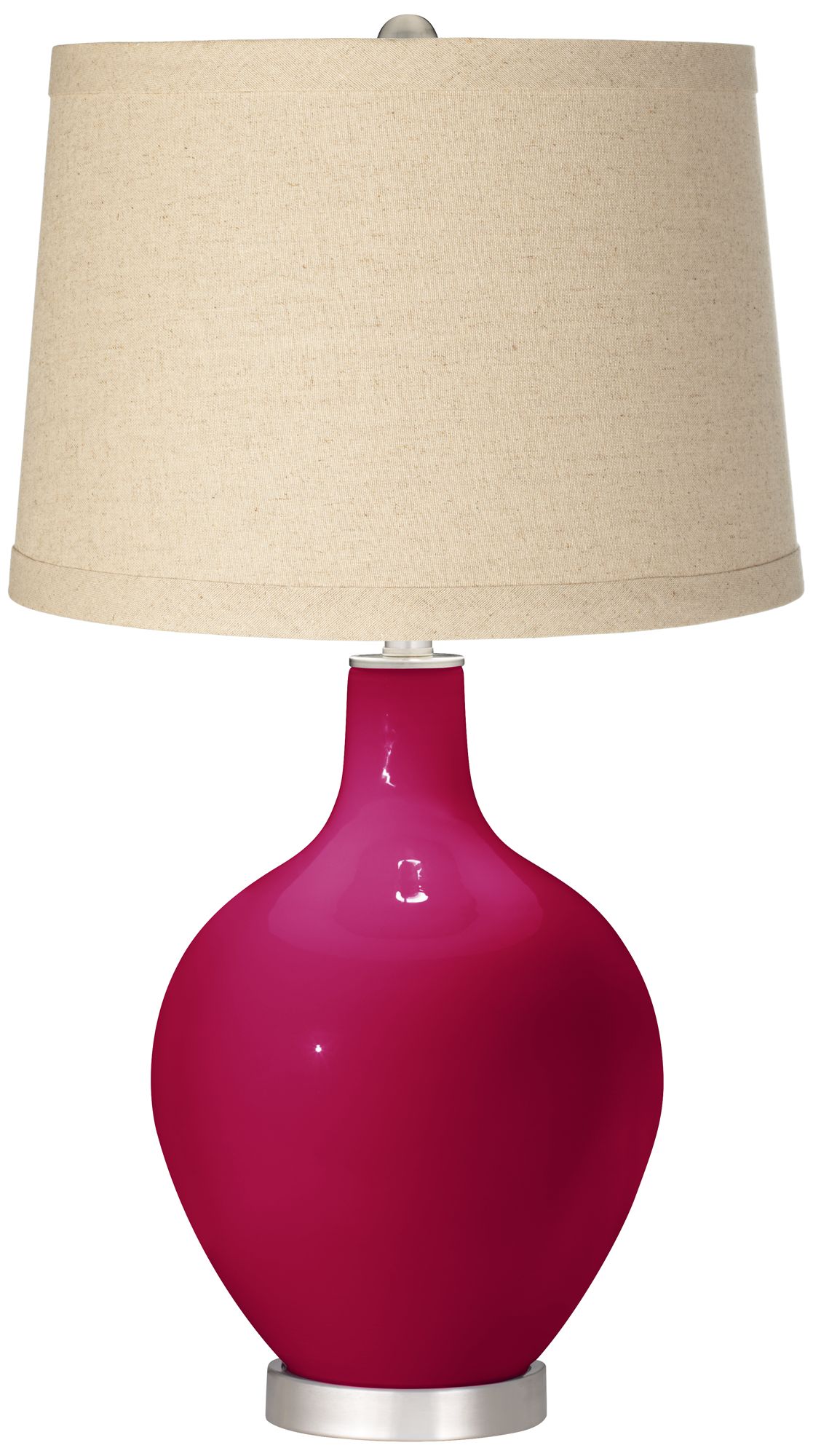 Image French Burgundy Oatmeal Linen Shade Ovo Table Lamp