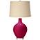 French Burgundy Oatmeal Linen Shade Ovo Table Lamp