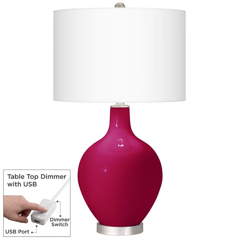 Image 1 French Burgundy Ovo Table Lamp With Dimmer
