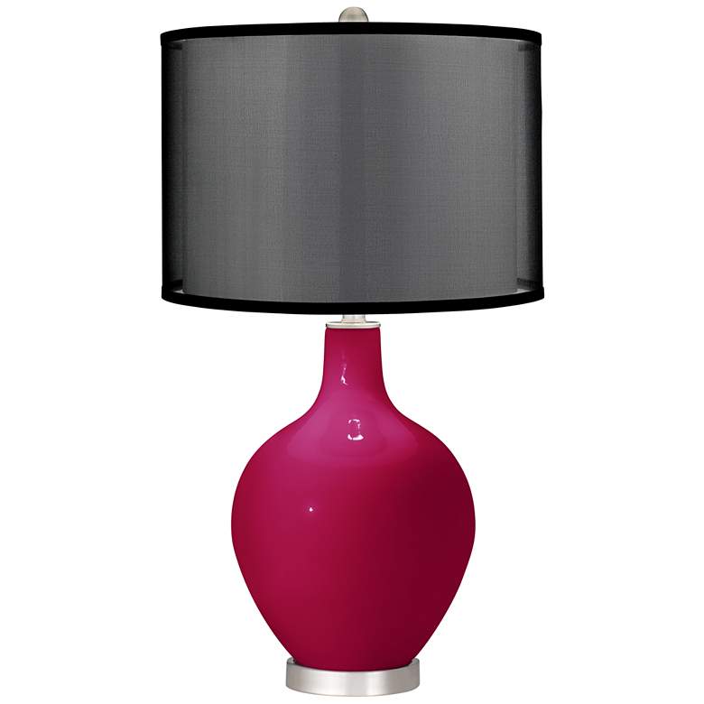Image 1 French Burgundy Ovo Table Lamp with Organza Black Shade