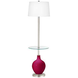 Image1 of French Burgundy Ovo Tray Table Floor Lamp