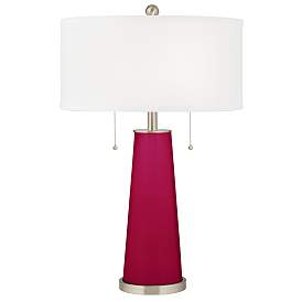 Image2 of French Burgundy Peggy Glass Table Lamp With Dimmer