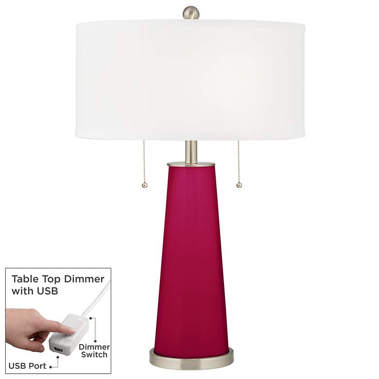 Image 1 French Burgundy Peggy Glass Table Lamp With Dimmer