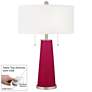 French Burgundy Peggy Glass Table Lamp With Dimmer