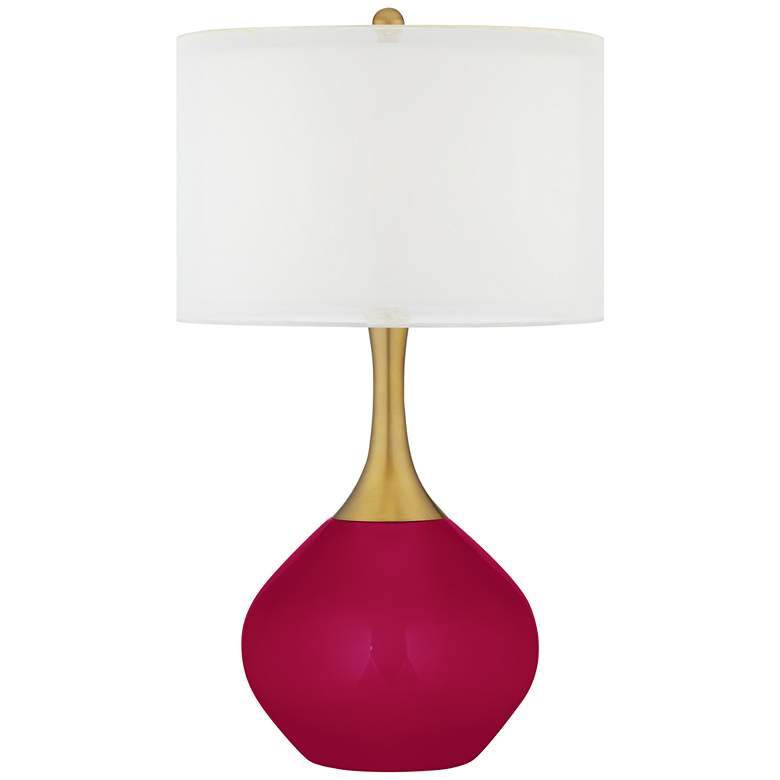 Image 1 French Burgundy Red Nickki Brass Modern Table Lamp
