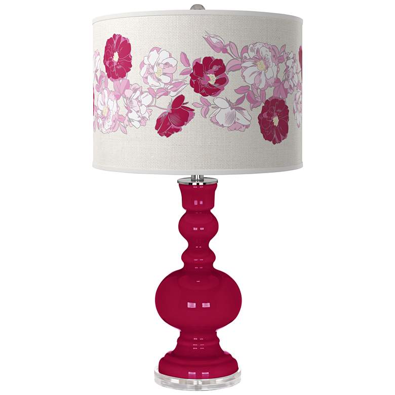 Image 1 French Burgundy Rose Bouquet Apothecary Table Lamp