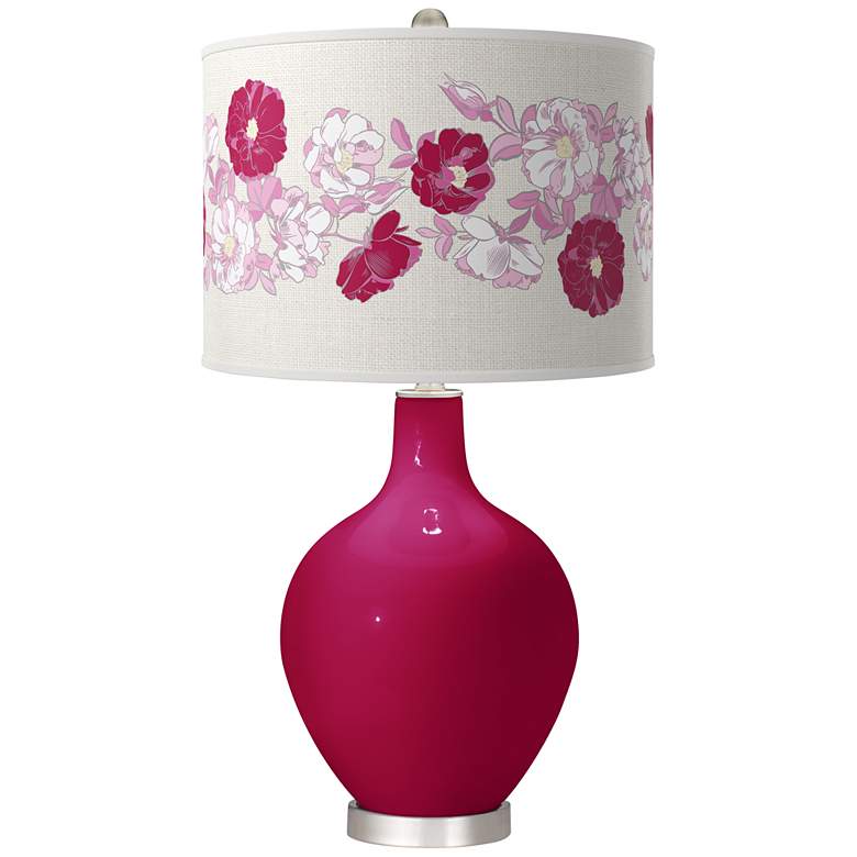 Image 1 French Burgundy Rose Bouquet Ovo Table Lamp