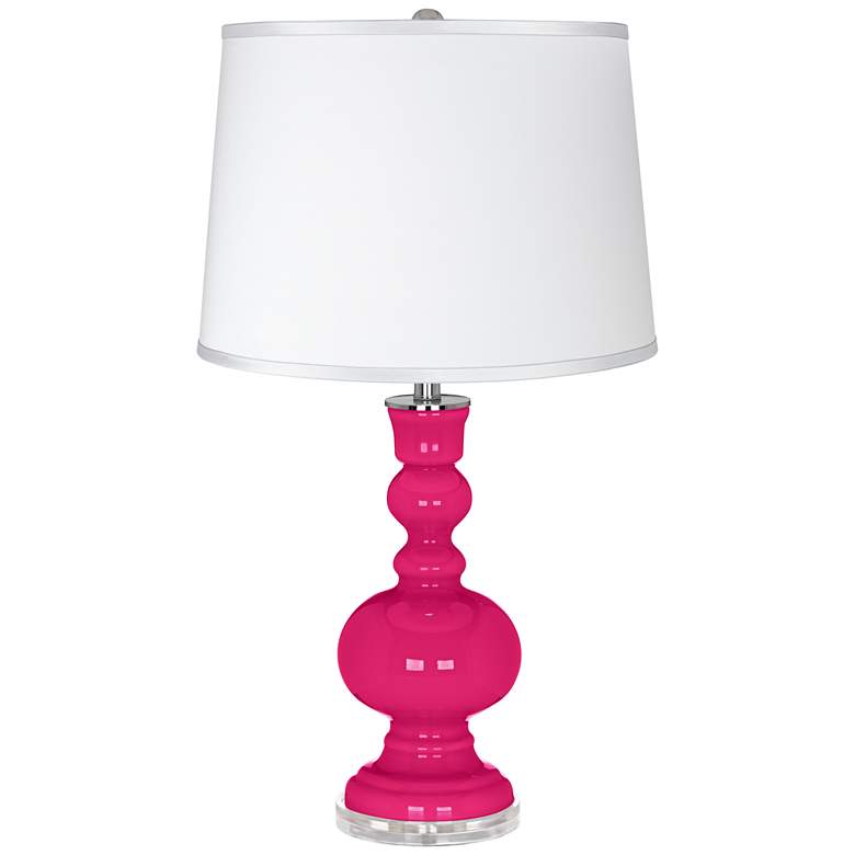 Image 1 French Burgundy - Satin Silver White Shade Table Lamp