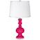 French Burgundy - Satin Silver White Shade Table Lamp