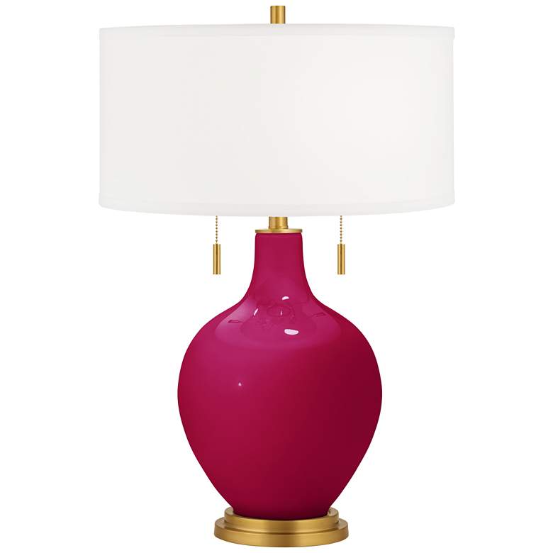 Image 2 French Burgundy Toby Brass Accents Table Lamp with Dimmer