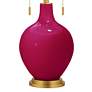 Thumbnail3 of French Burgundy Toby Brass Accents Table Lamp more views
