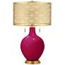 French Burgundy Toby Brass Metal Shade Table Lamp