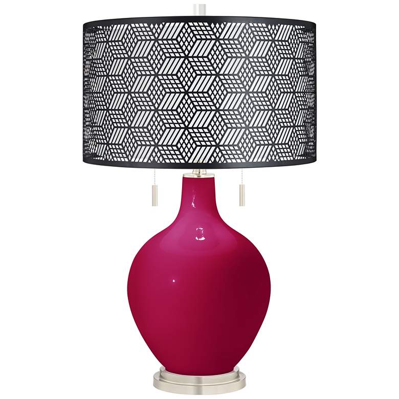 Image 1 French Burgundy Toby Table Lamp With Black Metal Shade