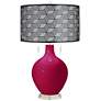 French Burgundy Toby Table Lamp With Black Metal Shade