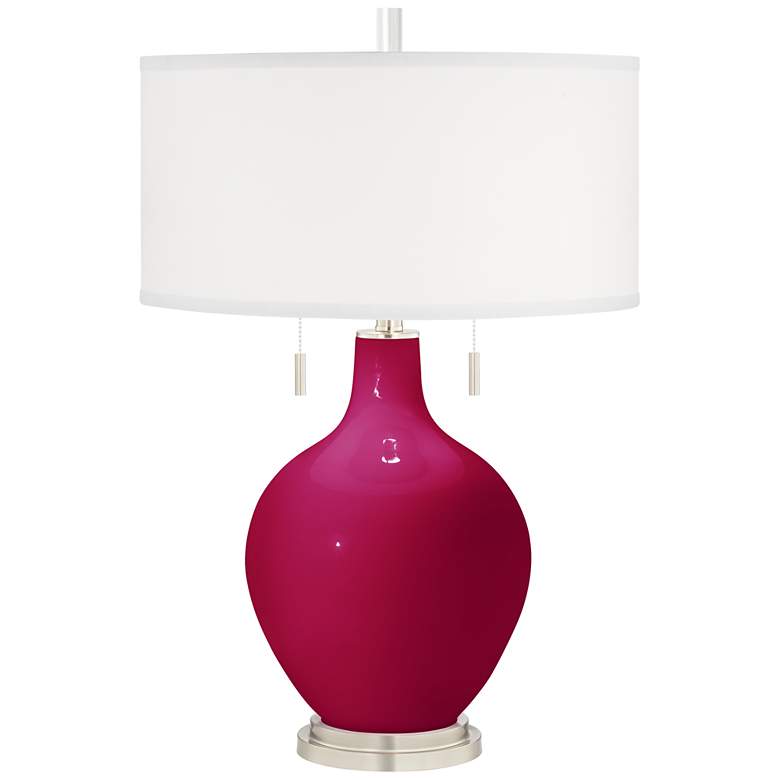 Image 2 French Burgundy Toby Table Lamp with Dimmer