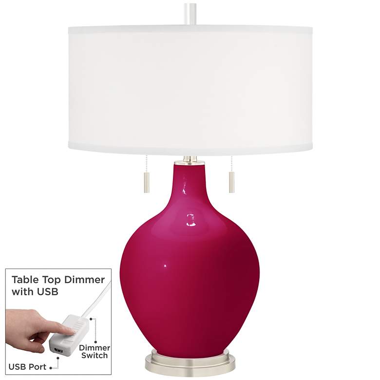 Image 1 French Burgundy Toby Table Lamp with Dimmer
