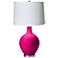 French Burgundy White Pleated Shade Ovo Table Lamp
