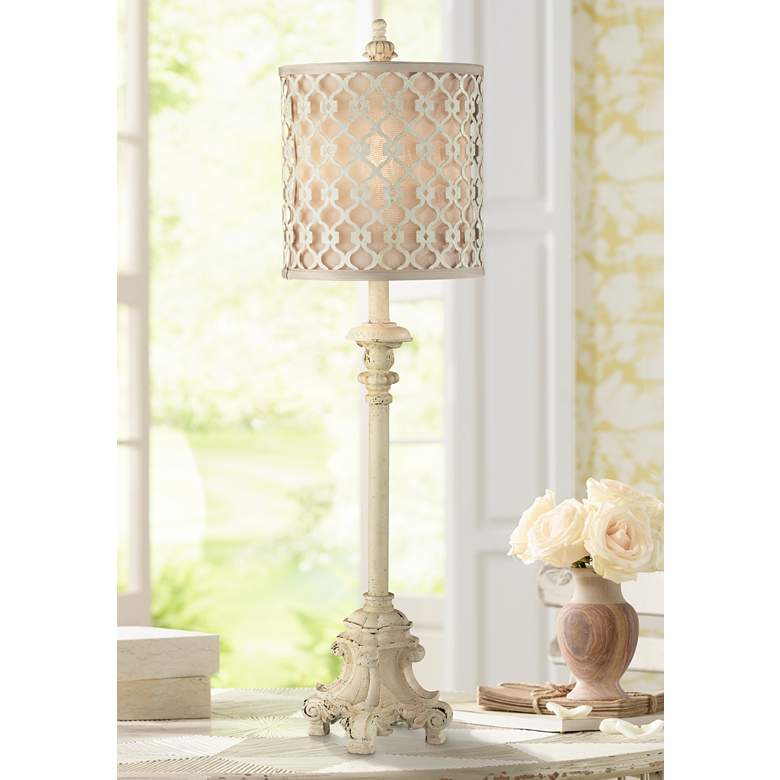 French Candlestick 34&quot; High Ivory Buffet Lamp