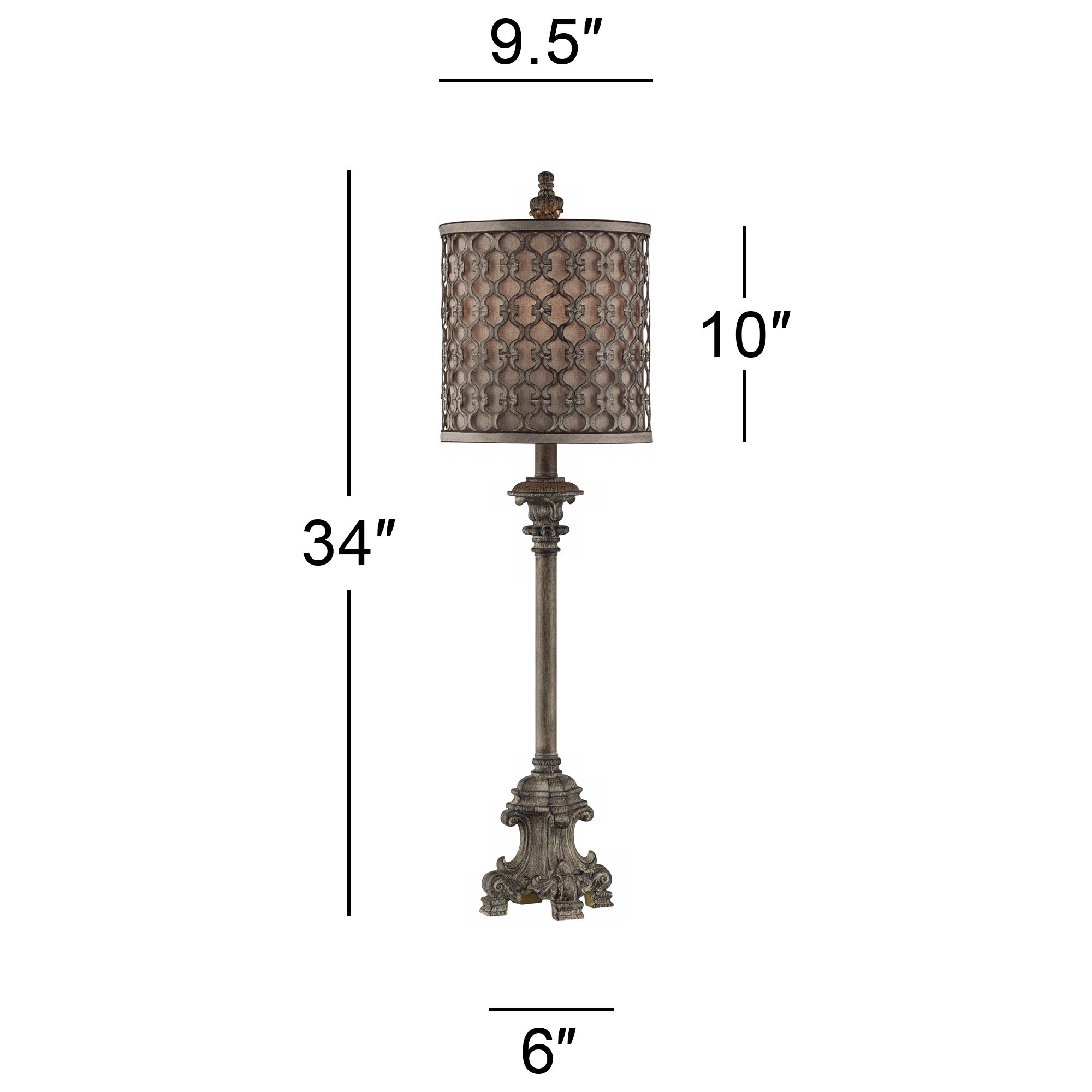 French Candlestick 34"High Vichelis Table Lamp with USB Cord Dimmer