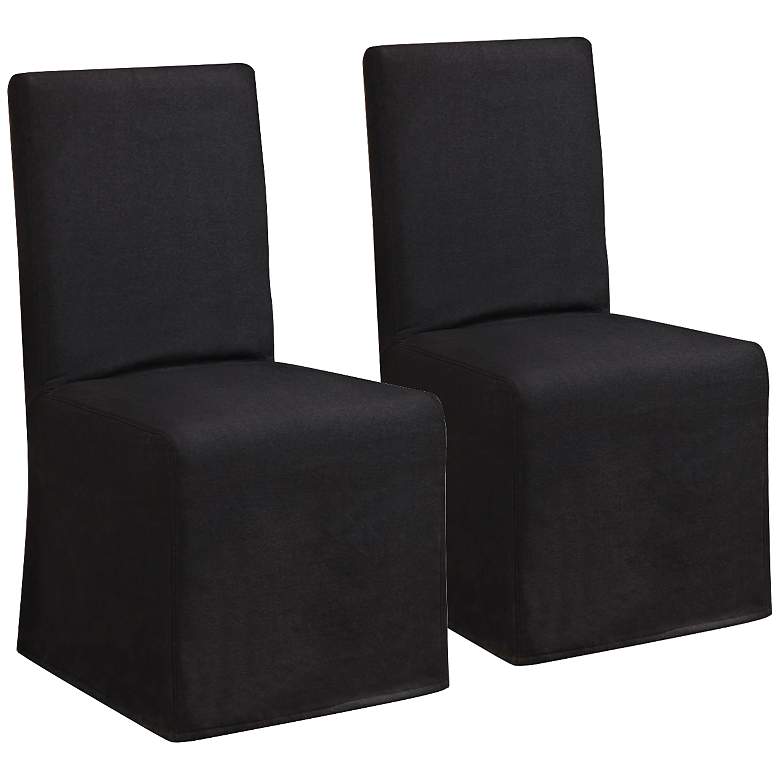 Image 1 French Collection Black Slipcover Accent Chair Set of 2