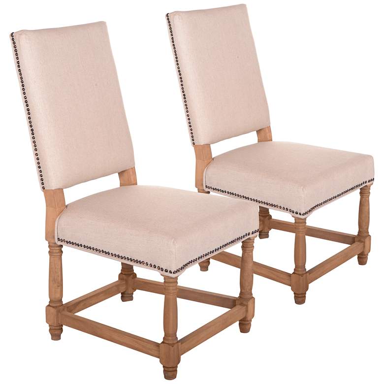 Image 1 French Collection Natural Linen Accent Chairs Set of 2