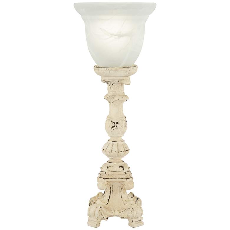 French Console Accent Table Lamp with Alabaster Glass