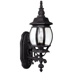 French Country 19&quot; High Black Outdoor Lantern Wall Light