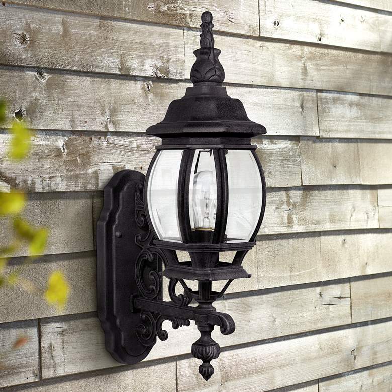Image 1 French Country 19 inch High Black Outdoor Lantern Wall Light