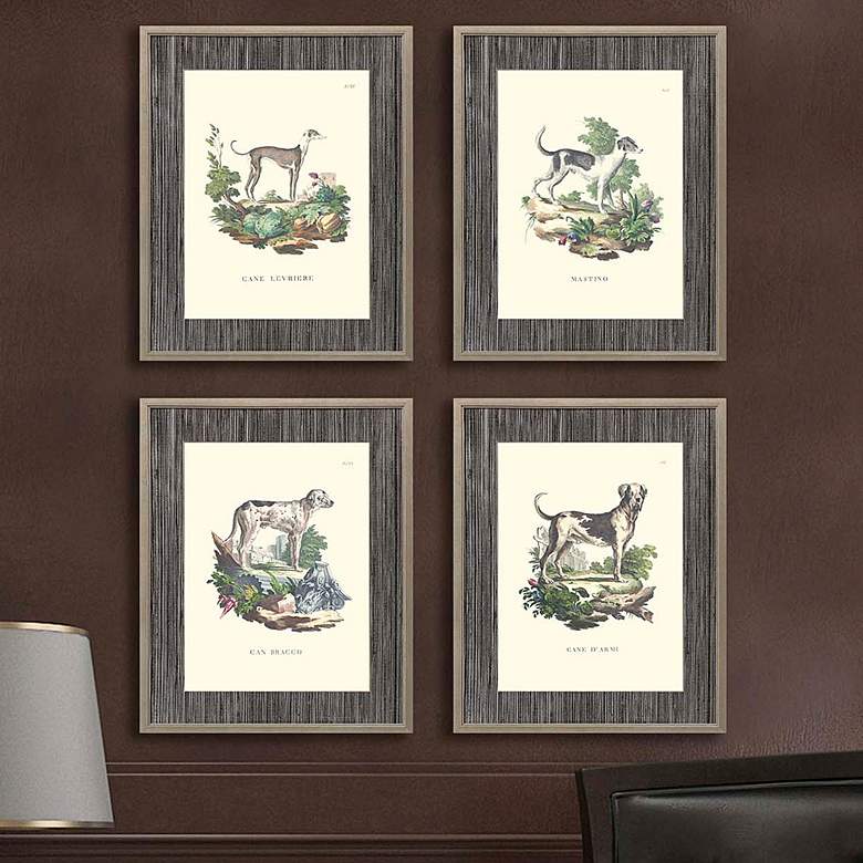 Image 2 French Dogs 21" High 4-Piece Giclee Framed Wall Art Set