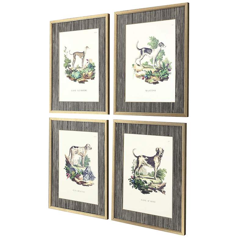 Image 5 French Dogs 21 inch High 4-Piece Giclee Framed Wall Art Set more views